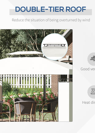 13' x 10' Patio Gazebo Outdoor Canopy Shelter w/ Double Vented Roof, Cream White