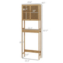Over the Toilet Cabinet, Bamboo Bathroom Above Toilet Storage with Slatted Doors and Adjustable Shelf, Natural