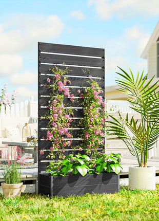 Trellis Planter for Climbing Plants, Raised Garden Bed with Trellis, Planter Box for Outdoor Garden, Black