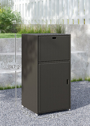Outdoor Towel Rack for Pool w/ Drawer & Cabinet, Dark Brown
