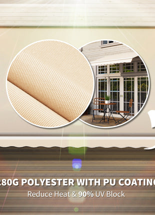 10' x 8' Retractable Awning, Patio Awnings, Sunshade Shelter w/ Manual Crank Handle, UV & Water-Resistant Fabric and Aluminum Frame for Deck, Balcony, Yard, Beige