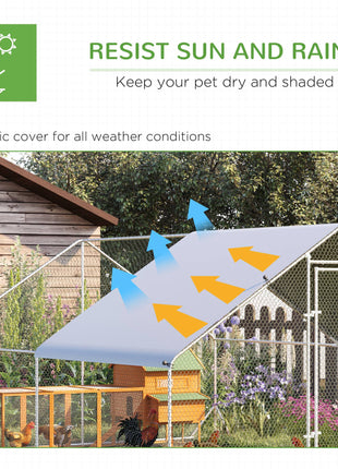 10' x 13' x 6.5' Metal Frame Chicken Run, Outdoor Hen House with Cover & Lockable Door
