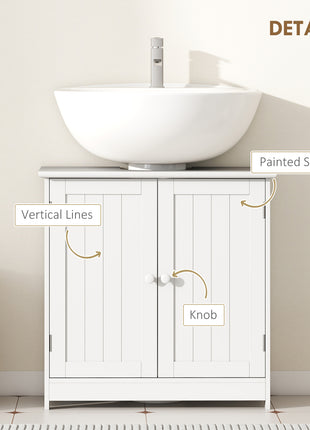 24" Under Sink Storage Cabinet with 2 Doors and Shelves, Pedestal Sink Bathroom Vanity Furniture, White