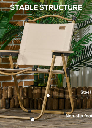 2 Pack Folding Camping Chair, Portable Beach Chairs Armchairs, Perfect for Festivals, Fishing, Picnic and Hiking, Khaki