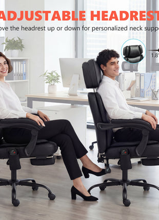 High Back Vibration Massage Office Chair Heated Reclining Computer Chair w/ Footrest, Swivel Wheels, Remote, Black