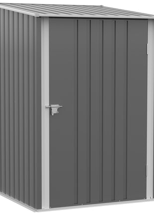 Outdoor 3.3' x 3.4' Lean-to Garden Storage Shed, Galvanized Steel Tool House with Lockable Door for Patio, Gray