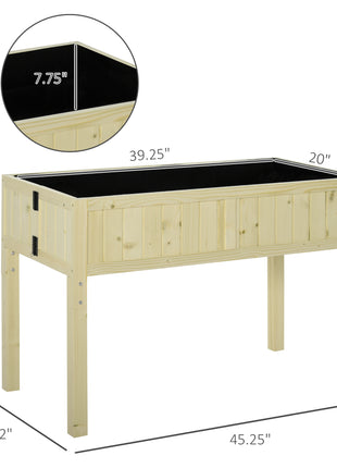 Raised Garden Bed Elevated Wooden Planter Box with Space-Saving Folding Design, Drainage Holes, & Inner Liner for Vegetable Fruit Herb Grow