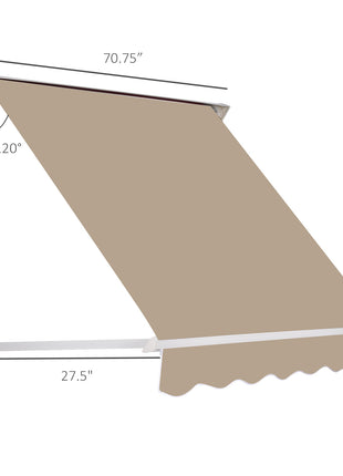 6' Drop Arm Manual Retractable Window Awning Sun Shade Shelter for Patio Balcony Outdoor, Aluminum, Can Cover 2 Windows, Cream White