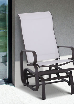 Gliding Lounger Chair, Single Rocker with Lightweight Metal & Mesh Construction, White