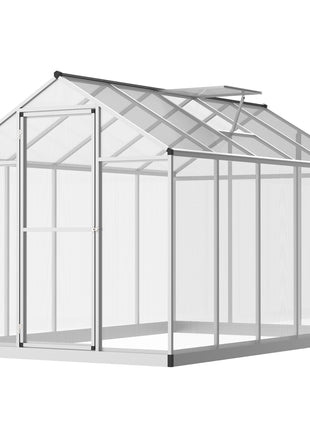 10' L x 6' W Walk-In Polycarbonate Greenhouse with Roof Vent for Ventilation & Rain Gutter for Winter