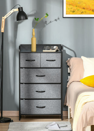 5-Drawer Dresser Tower Chest of Drawers Organizer with Steel Frame Gray