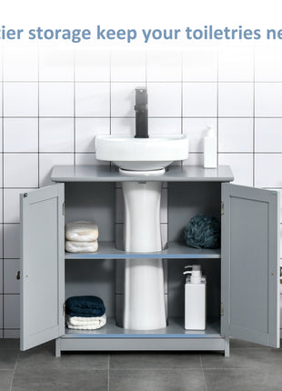 Bathroom Vanities, Bathroom Sink Cabinets with U-Shape Cut-Out and Adjustable Internal Shelf, Gray
