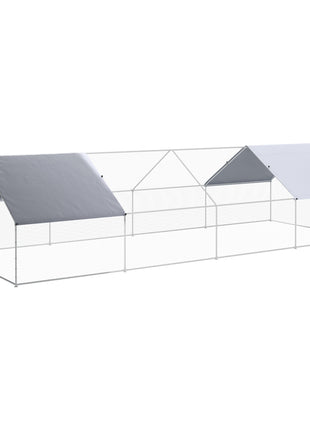 Large Chicken Coop Metal Chicken Run for Chickens with Waterproof and Anti-UV Cover, Spire Shaped Walk in Fence Cage Hen House for Outdoor and Yard Farm Use, 1.3" Dia, 9.8' x 26.2' x 6.4'