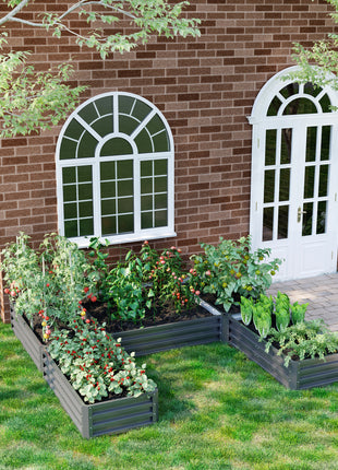 Steel Raised Garden Bed, Set of 5 Large Box Planters for Outdoor Plants Vegetables Flowers Herbs, 8x8x1ft, Gray