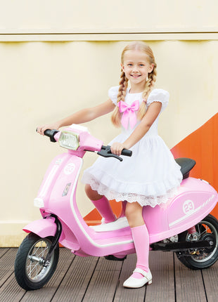 24V Kids Motorcycle with 3-Speed, Electric Motorcycle with Rear Suspension and LED Lights for 8-12 Years Old, Pink
