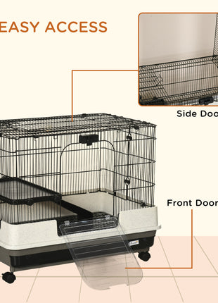 2-tier Compact Platform Rolling Small Animal Rabbit Cage for Hamsters, Chinchillas & Gerbils with a Large Living Space