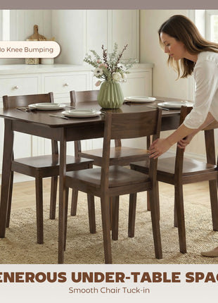 47.2" Rectangle Dining Table for 4, Mid-Century Modern Kitchen Table with Rubber Wood Frame for Dining Room, Mahogany