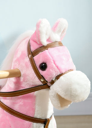 Rocking Horse Toddler Ride On Horse with Sound Saddle, Pink