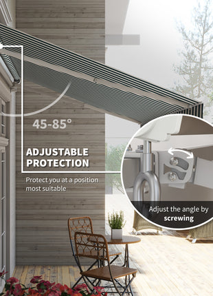 12' x 10' Retractable Awning Patio Awnings Sun Shade Shelter with Manual Crank Handle, 280g/m² UV & Water-Resistant Fabric and Aluminum Frame for Deck, Balcony, Yard, Green and White