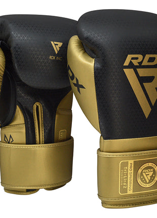 RDX L2 Mark Pro Sparring Boxing Gloves Hook and loop Black / Golden