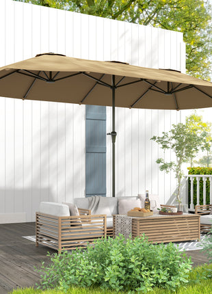 13 ft. Extra Large Patio Umbrella with Easy Crank Handle, Vents for Outdoor, Patio, UPF30+, Coffee