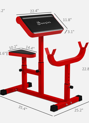 265 LBS Preacher Curl Bench for Strength Training, Adjustable Seated Arm Isolated Barbell Dumbbell Bicep Station, Red