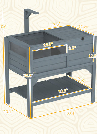 Tortoise Habitat with Shelf Storage Tortoise Gift Accessory with Weather Protection for Indoor, Gray