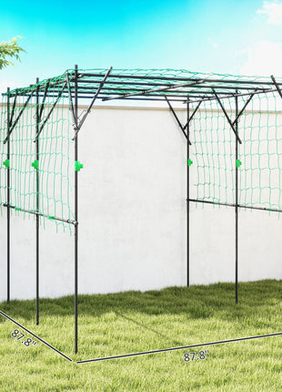 Garden Arch Trellis, 7.3 FT Tall Metal Plant Trellis Support with Climbing Net, Cucumber Trellis for Vegetables, Black