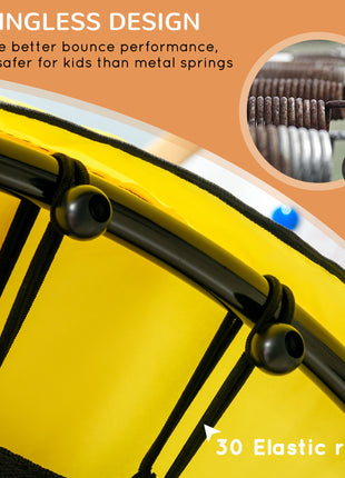 4.6' Trampoline for Kids with Safety Enclosure & Ball Pit, Yellow
