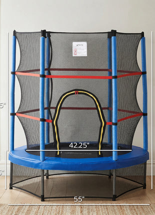 Φ5FT Kids Trampoline with Enclosure Net for Age 3 to 6 Years Blue
