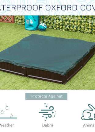 Kids Outdoor Sandbox with Cover Garden Bed, Easy Assembly for Backyard, Brown, 48.5" x 48.5" x 8.25"