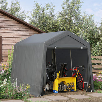9.2' x 7.9' Garden Garage Storage Tent, Metal Frame Bike Shed w/ Zipper Doors