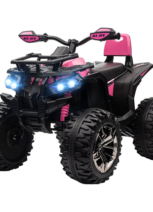 12V 4 Wheeler Kids ATV with Music, Headlights for 37-60 Months Boys and Girls, Pink