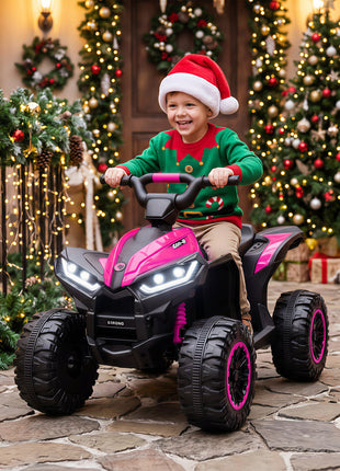 12V Kids ATV Quad Car with Forward & Backward Function, Wear-Resistant Wheels, Music, for Toddlers 3-5 Years Old, Pink