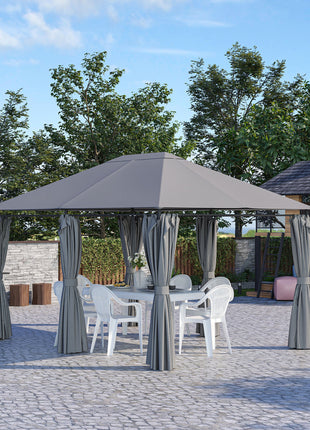 10' x 13' Outdoor Patio Gazebo, Canopy Shelter with 6 Removable Sidewalls & Steel Frame for Garden, Lawn, Backyard & Deck, Gray
