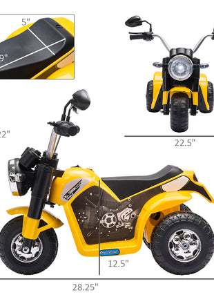 Electric Motorcycle for Kids, 6V Battery Powered Ride-On Dirt Bike 3-Wheels Motorbike with Horn Headlights Realistic Sounds Speed for 18 - 36 Months Yellow