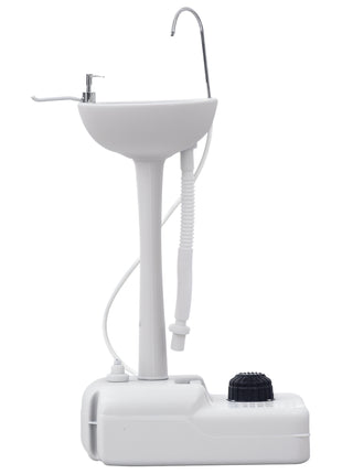 Portable Camping Sink, Portable Sink Hand Wash Station with 4.5 Gallon (17L) Tank, Rolling Wheels, Soap Dispenser, Towel Holder for RV, Outdoor Events, Gatherings, HDPE, White
