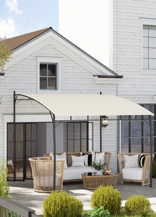 10' x 10' Outdoor Pergola Gazebo, Garden Sun Shade Shelter with Metal Frame for Porch, Patio, Deck, Backyard, Cream