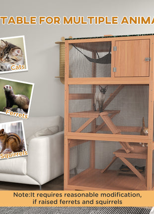 Catio, Outdoor Cat Enclosure House on Wheels with Hammock, Orange