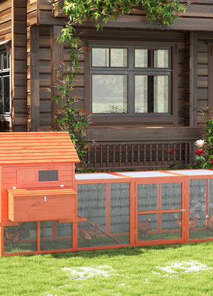145" Wooden Chicken Coop with Run & Inner Hen House Space