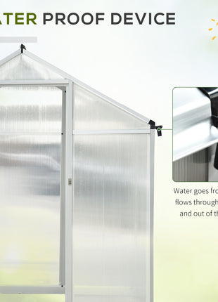 10' L x 6' W Walk-In Polycarbonate Greenhouse with Roof Vent for Ventilation & Rain Gutter for Winter