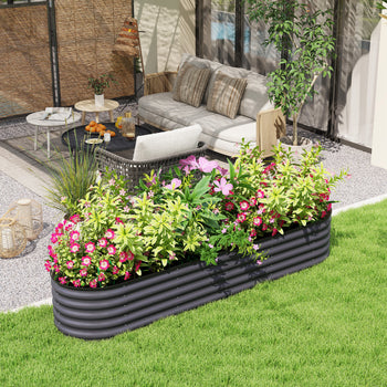7.9' x 2' x 1.4' Galvanized Raised Garden Bed Kit, Metal Planter Box with Safety Edging, Dark Gray