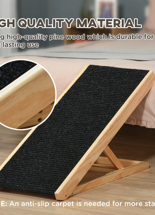 Elevated Dog Ramp for Bed, Foldable and Height Adjustable Pet Ramp for Cats with Non-Slip Finish, Pine 35.5" L x 16" W x 24" H, Black