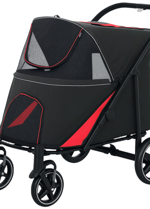 One-Click Foldable Dog Stroller for M, L Dogs, Pet Stroller, Black