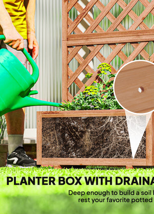 Wooden Raised Garden Bed, Raised Planter Box, Planter with Trellis for Climbing Plants Flowers, Orange
