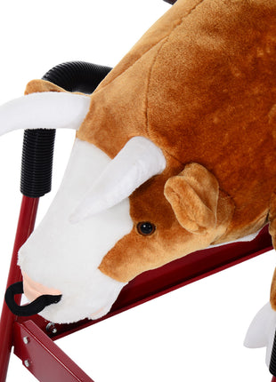 Kids Spring Rocking Horse Rodeo Bull Style with Realistic Sounds for Children over 3 Years Old
