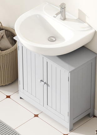 Bathroom Vanity Cabinet, Under Sink Bathroom Cabinet with 2 Doors and Adjustable Shelf, Light Gray