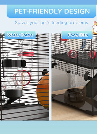 31" Hamster Cage with Tube and Tunnel, Deep Glass Bottom