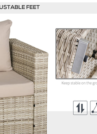 3 Piece Patio Furniture Set, PE Rattan Small Wicker Balcony Furniture, Table & Chairs with Cushions Composite Table, Conversation Set for Apartment, Gray