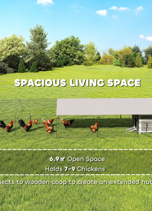 Metal Chicken Coop, Large Chicken Run with Water-Resistant & Anti-UV Cover for 7-9 Hens, Outdoor Hen House with 10 Doors
